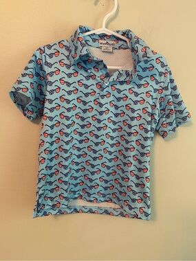 Blue Quail Light Blue Polo with Patriotic Sunglasses Print